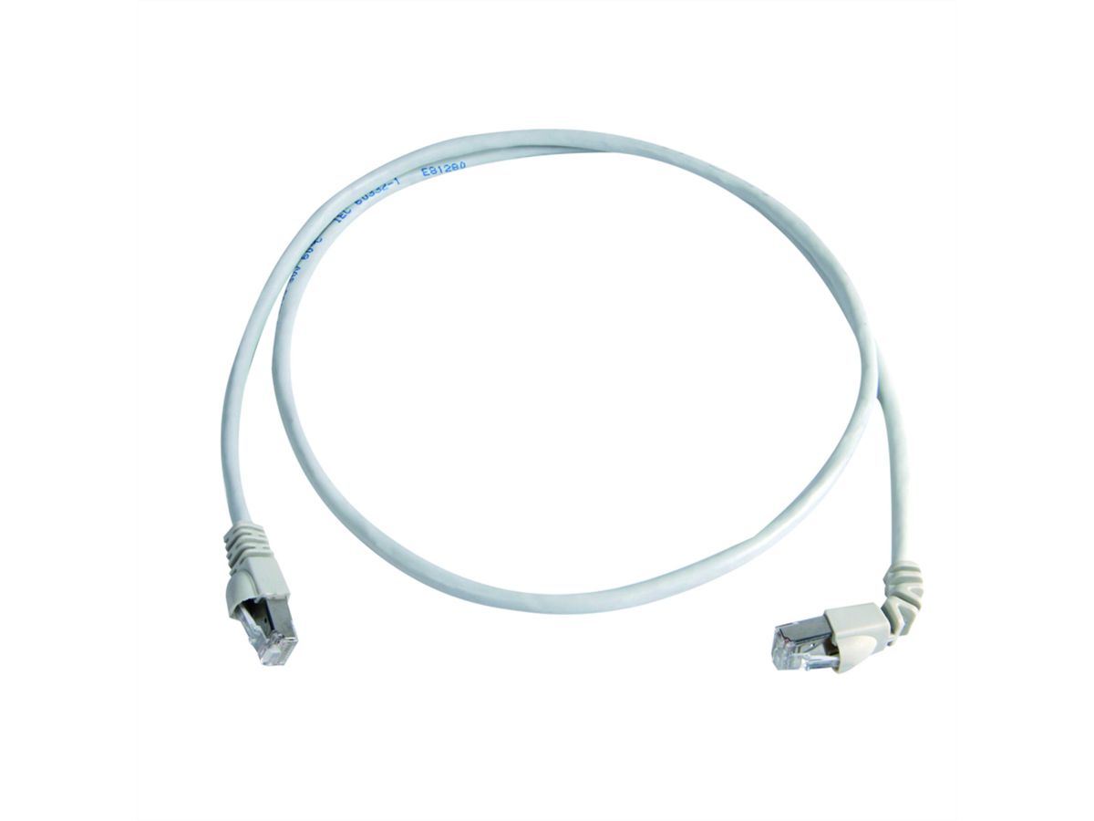 TELEGÄRTNER Patch cable S/FTP Cat.6A (ISO/IEC), MP8 FS500, LSZH, 1x90°, 1:1, white, 2 m