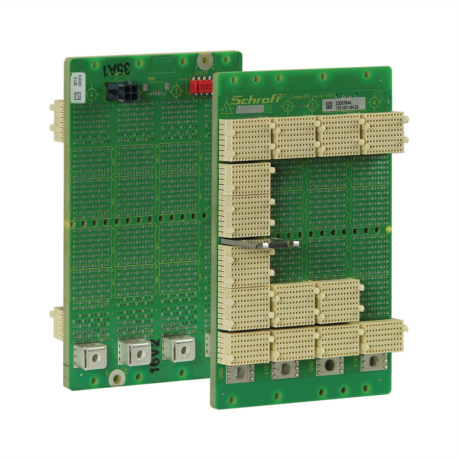 SCHROFF CPCI seriële backplane, 3 HE, 4 sleuven, systeemsleuf links, full-mesh, zonder RIO