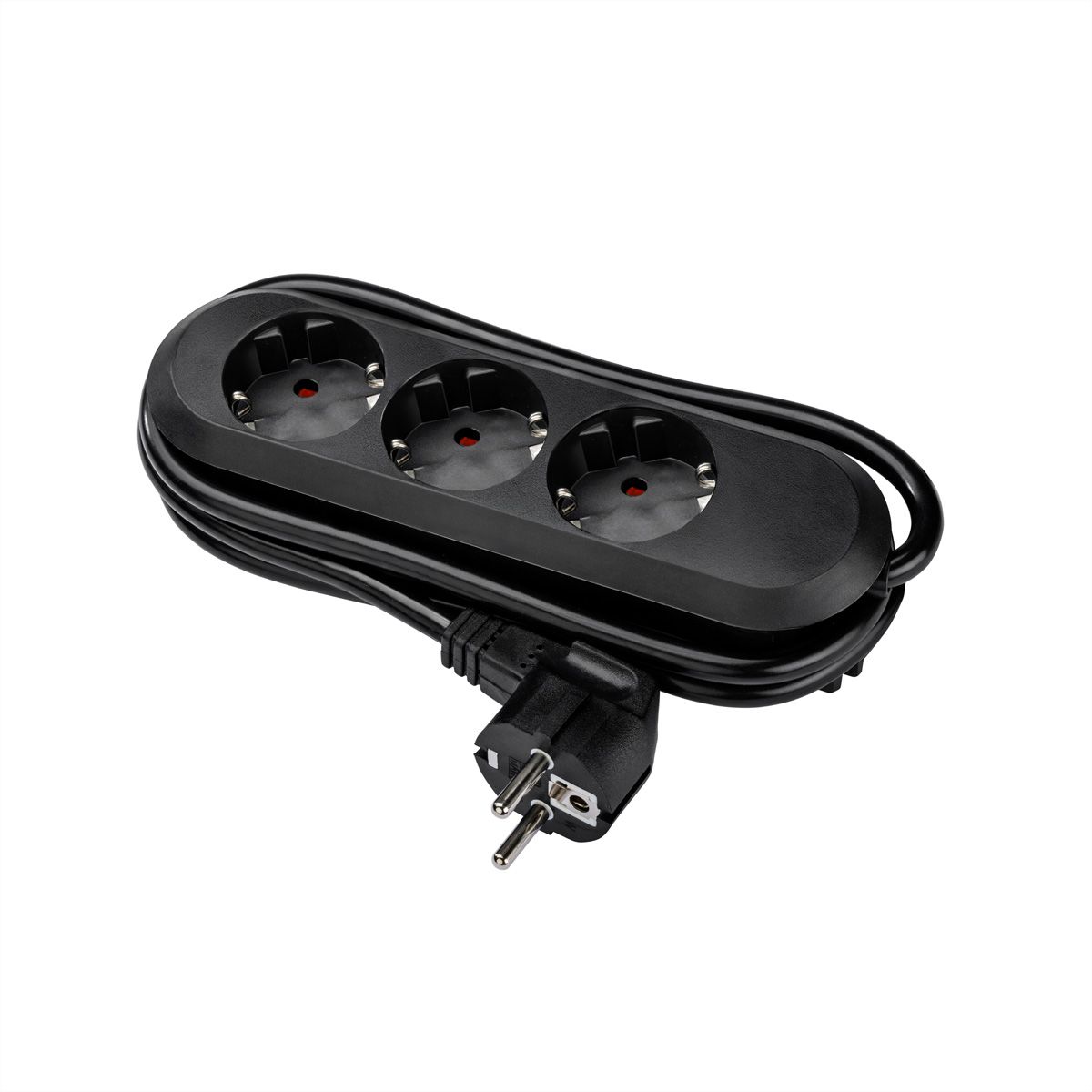 BACHMANN SMART stekkerdoos 3x geaard contact, geschroefd, zwart, 1,5 m