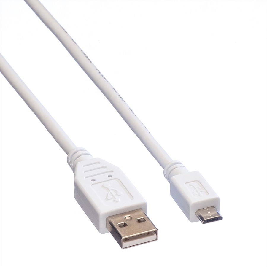 VALUE USB 2.0 Cable, A - Micro B, M/M, white, 3 m