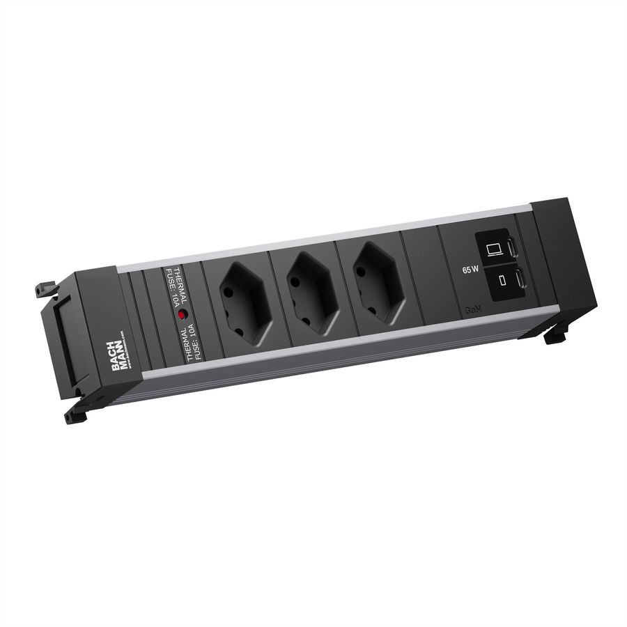 BACHMANN POWER FRAME M 3xCH 0°, 1xUSB C/C 65W L=0.2m