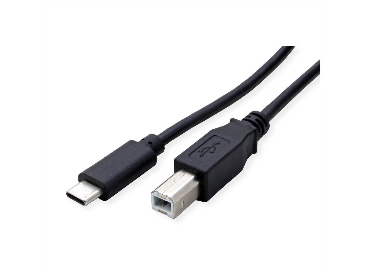 ROLINE USB2.0 Type C Kabel, C - B, M/M, zwart, 1,8 m