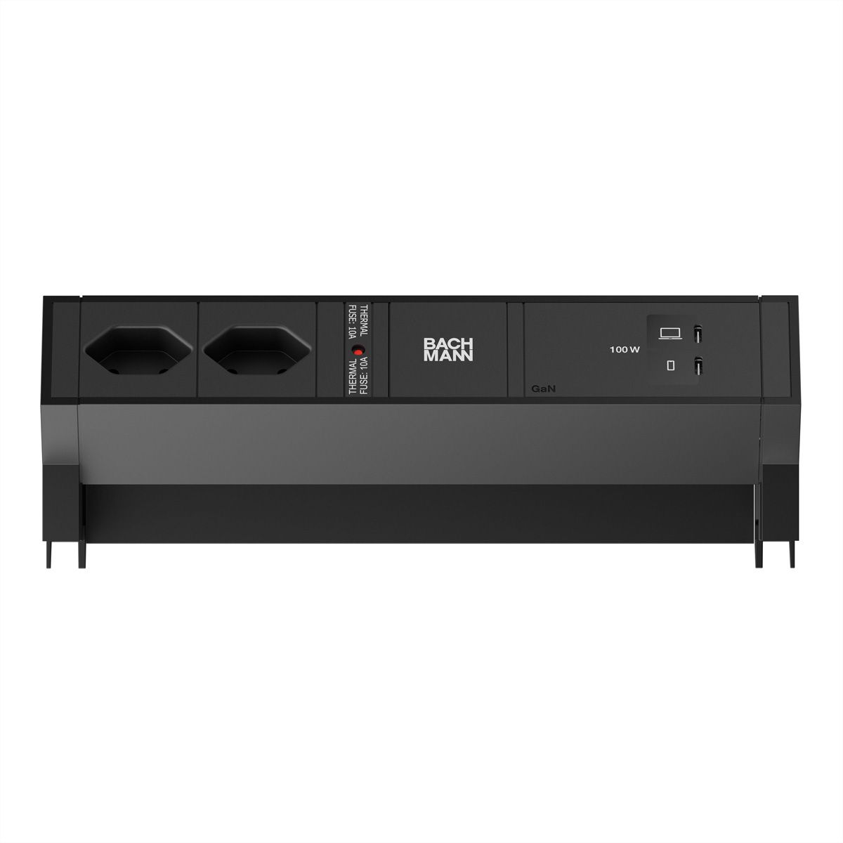 BACHMANN DESK2 2xCH 90° 1xUSB C/C 100W, L=0.2m RAL9005