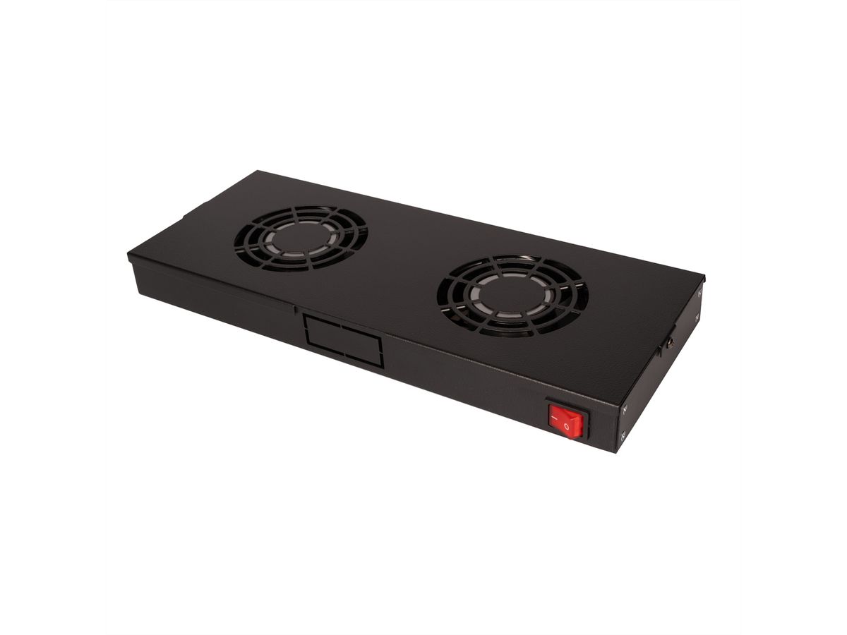 ROLINE 19-inch ventilatoreenheid met 2 ventilatoren , AAN/UIT zwart
