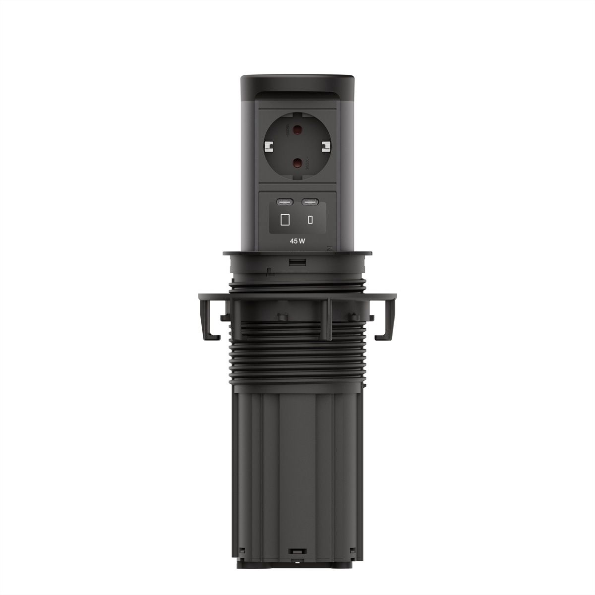 BACHMANN ELEVATOR2 1xCEE7/3, 1xUSB C/C 45W RAL9005 0.5m ISV