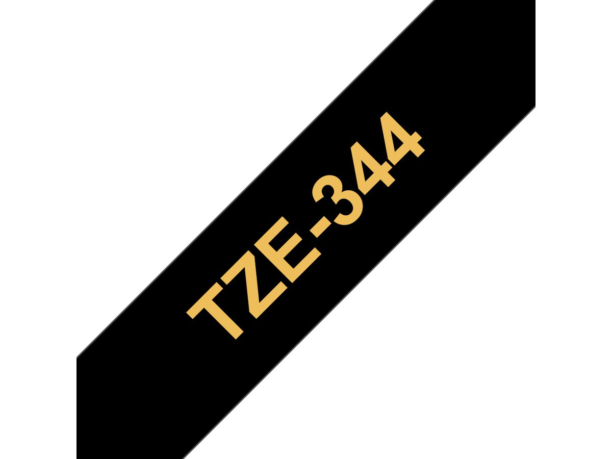 Brother TZE-344 labelprinter-tape Goud op zwart