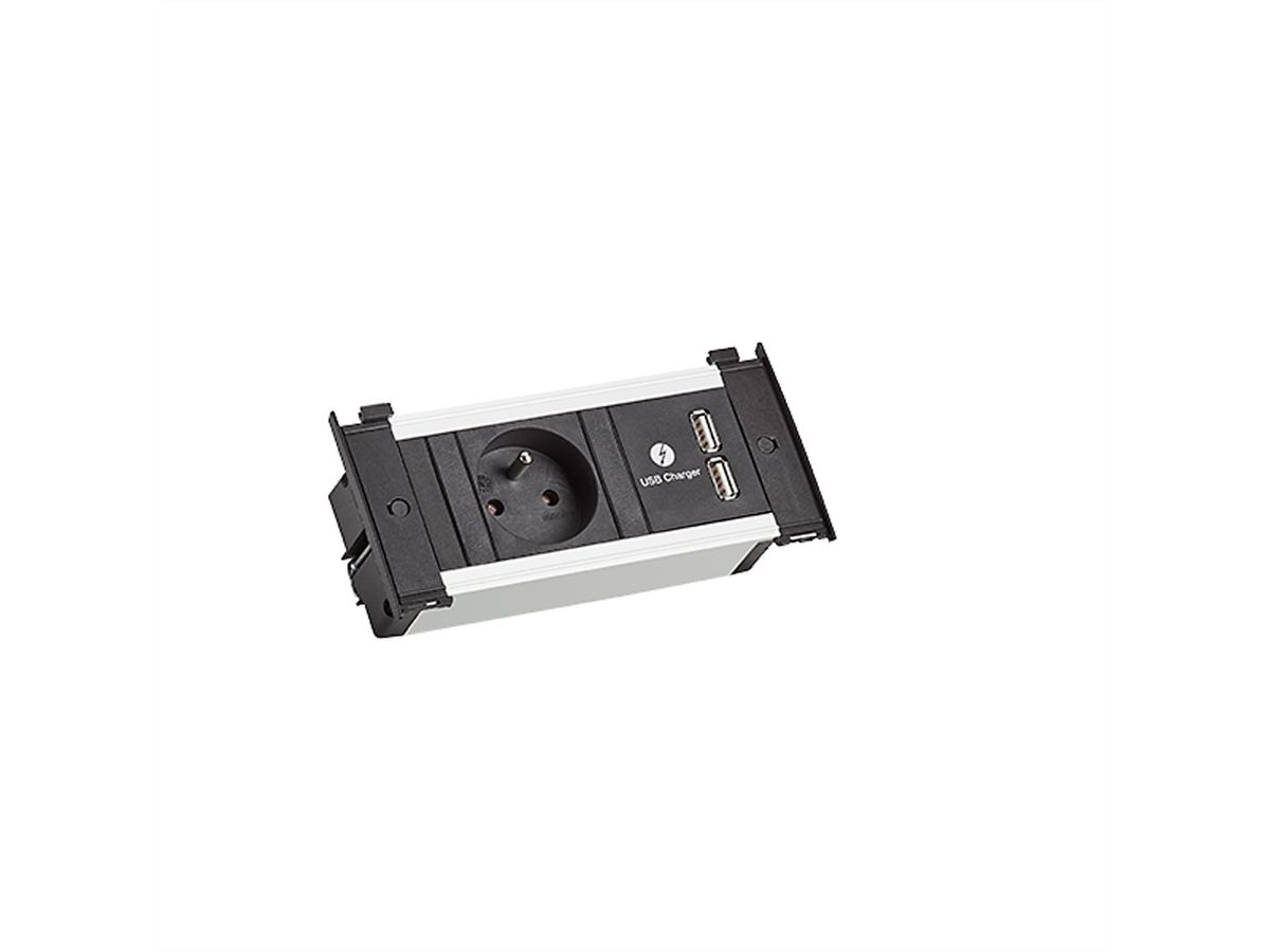 BACHMANN KAPSA XS 1xUTE 1xUSB Laadstroom 2,0m AEH CEE7/7