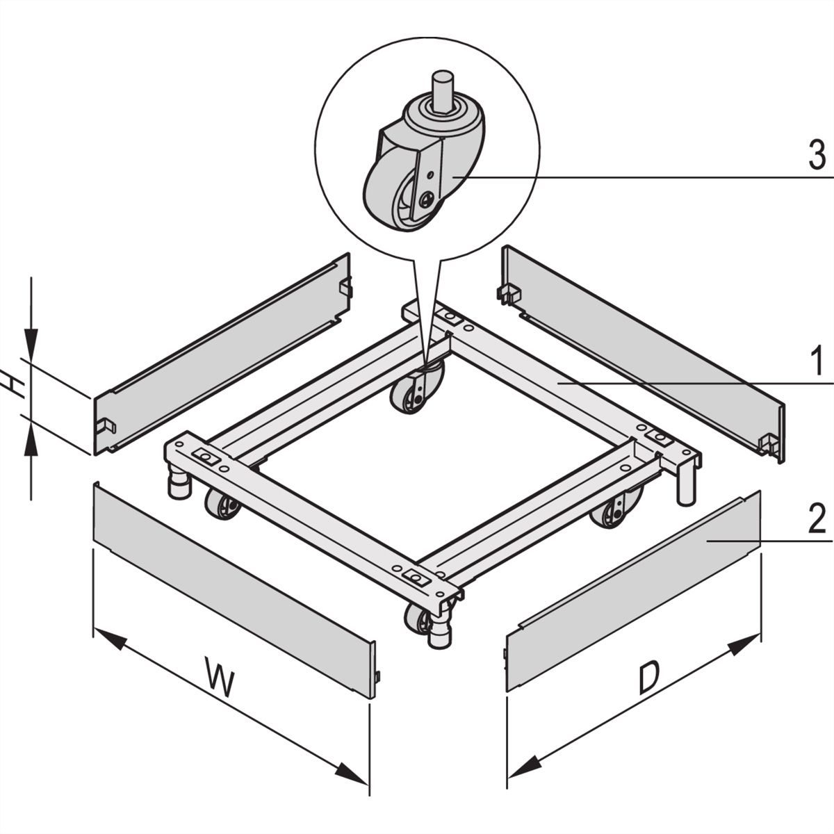 MOBILE PLINTH 600W 900D RAL7021