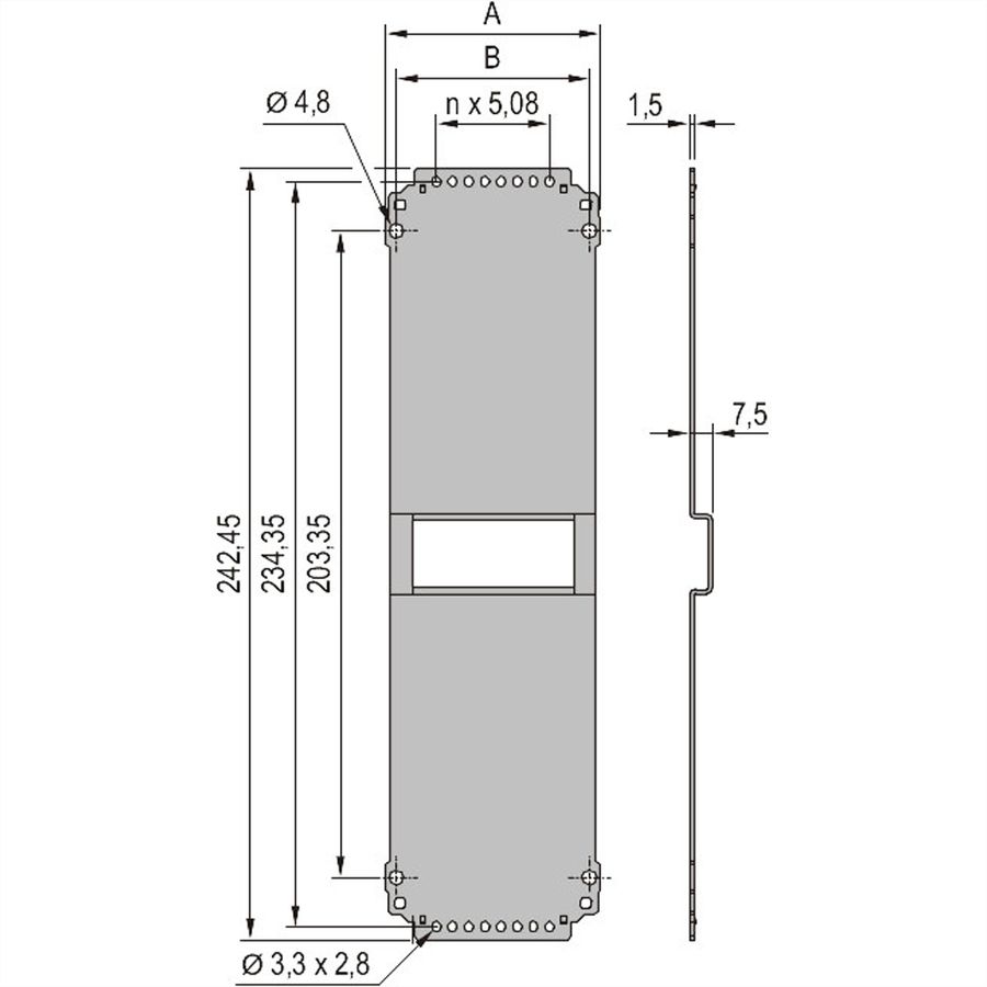 SCHROFF montageframe insteekmodule achteraan, glad, 6 HE, 14 HE