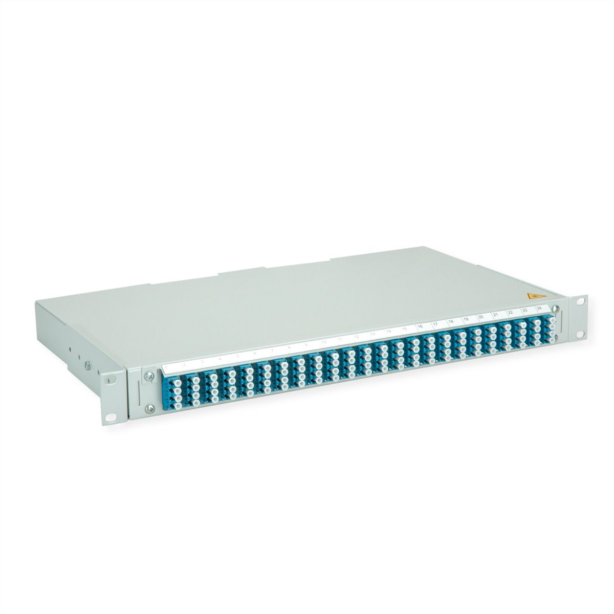 TELEGÄRTNER BASIS V LWL-Panel mit Kupplungen & Pigtails, 24x LC Quad, grün, OS2 PC