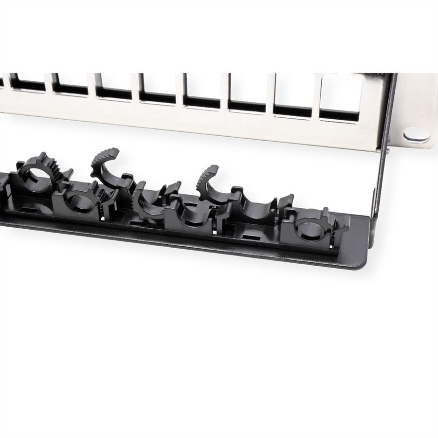 ROLINE 19" keystone module rack, leeg, 24P. afgeschermd , Clip bevestiging, zwart