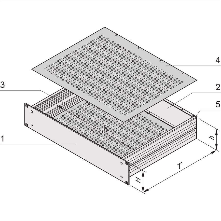 SCHROFF MultipacPRO 19" Chassis, Aluminum, Perforated Top and Base, 3 U, 400 mm