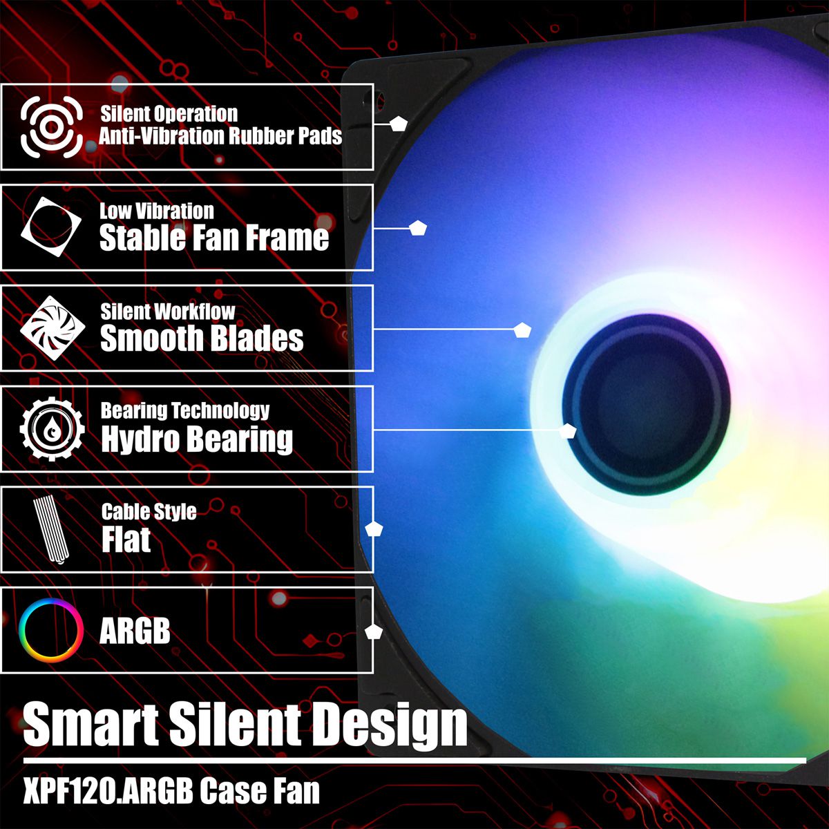 Xilence XPF120.ARGB 120mm PWM Case Fan, ARGB LED