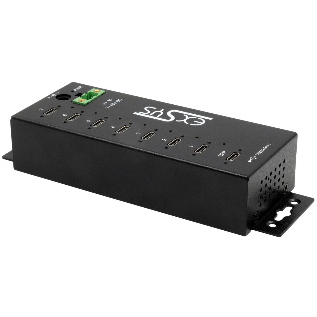 EXSYS EX-1537HMVS Managed 7-Port USB-C 3.2 Gen 1 Metall HUB mit 15KV EDS Überspannungsschutz