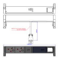 BACHMANN DESK2 2xUK 1xUSB C 60W 1xCM, 0,2m GST18 INOX Verenigd Koninkrijk