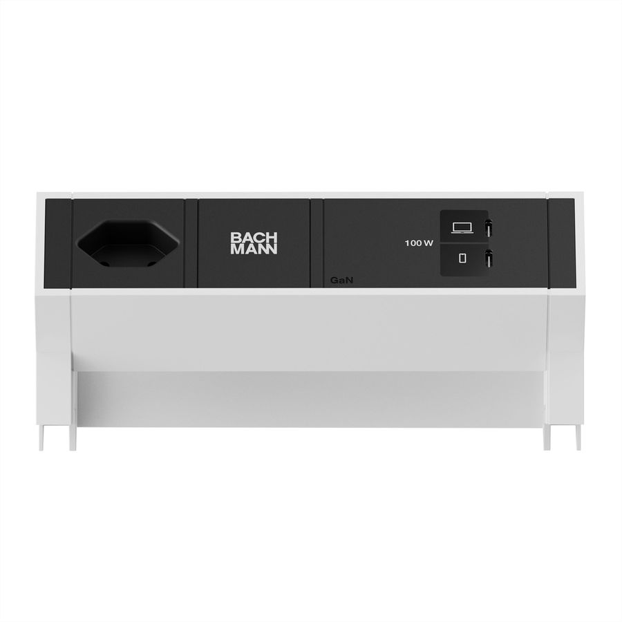 BACHMANN DESK2 1xCH 90° 1xUSB C/C 100W, L=0.2m RAL9010