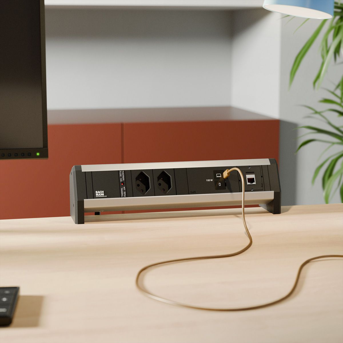 BACHMANN DESK 2xCH 90° 1xUSB C/C 100W, 1xCM