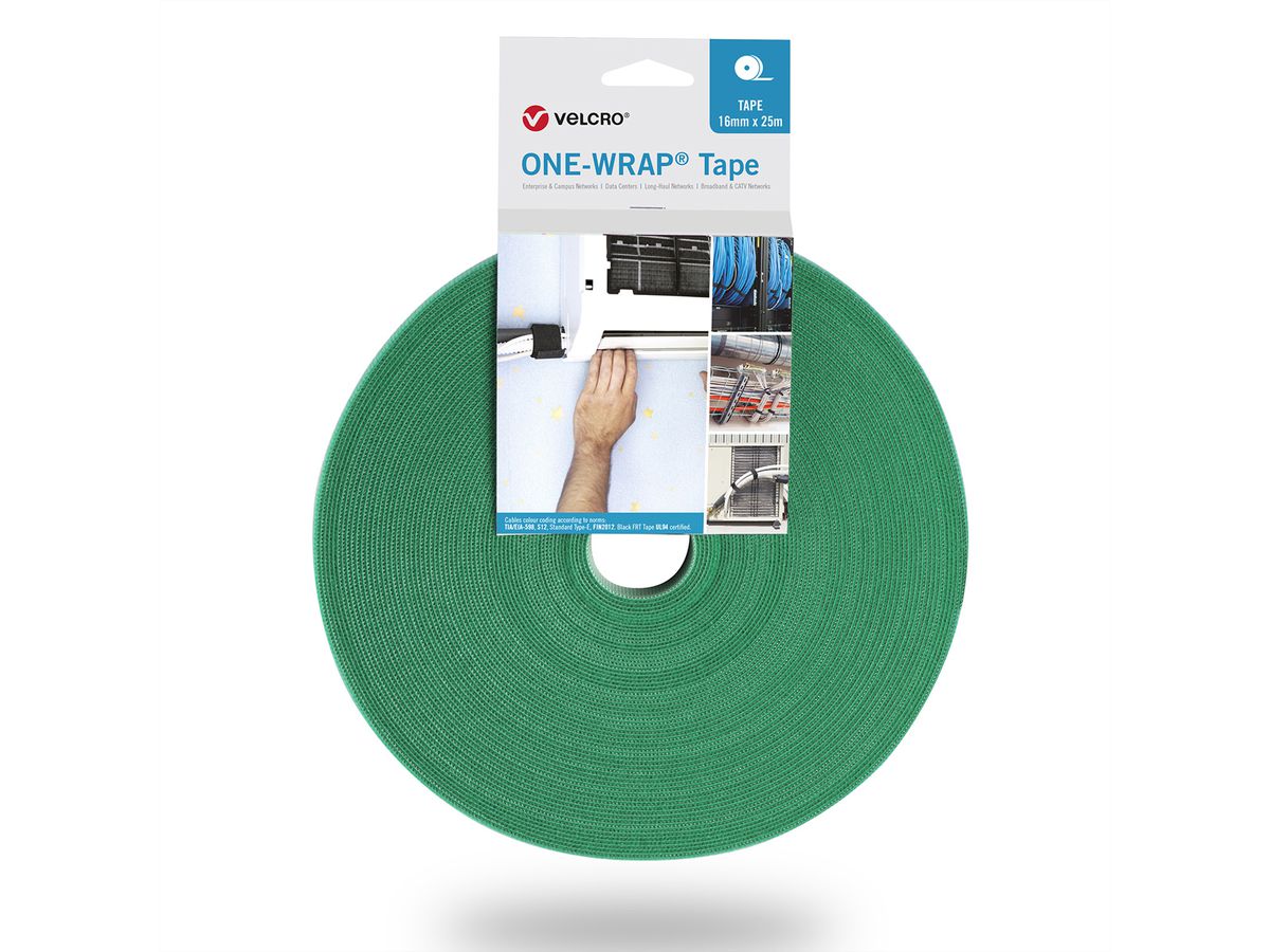 VELCRO® One Wrap® Tape 13 mm breed, groen, 25 m