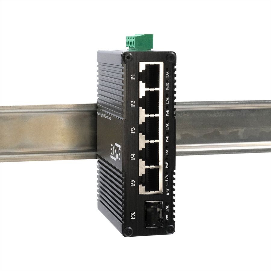 EXSYS EX-62030MPoE-SFP-5+1-poorts industriële Gigabit SFP PoE+ mini-switch