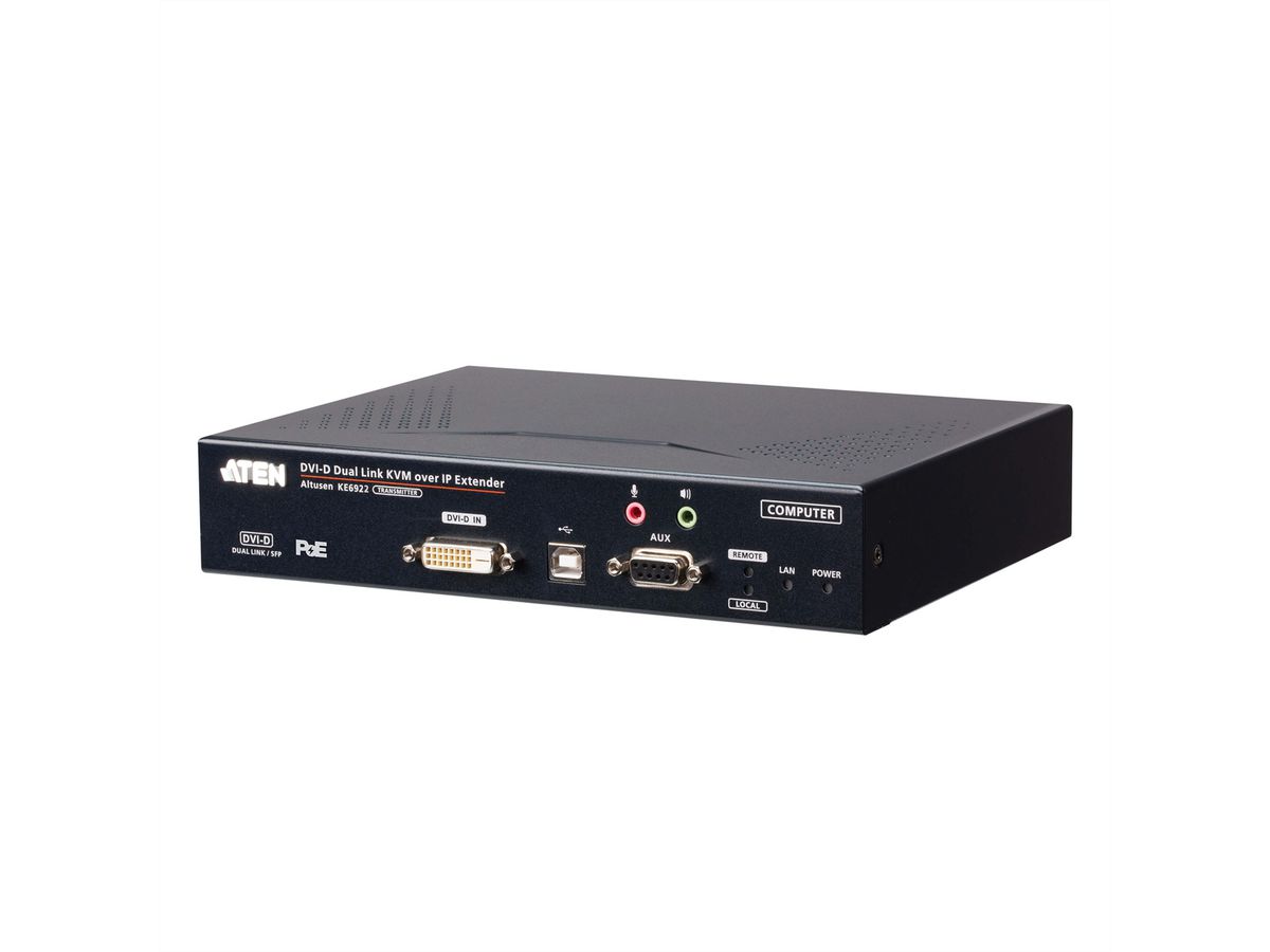 ATEN KE6922T 2K DVI-D Dual Link KVM Over IP Zender met SFP en PoE