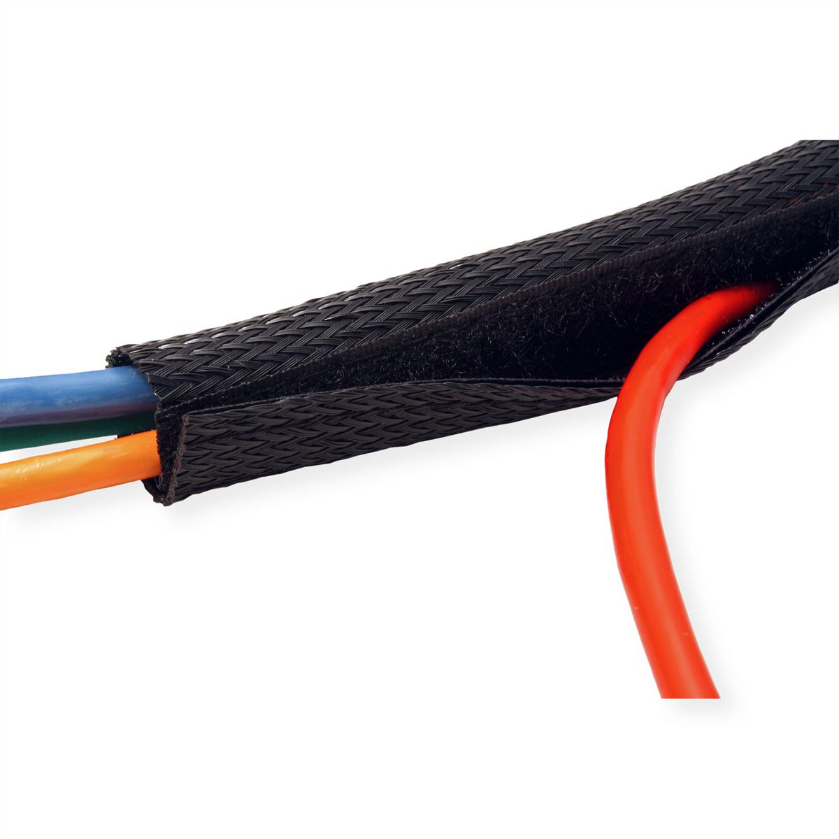 ROLINE PVC-weefselslang voor kabelgeleiding, met klittenband, zwart, 2,5 m