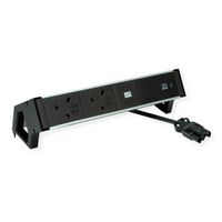 BACHMANN DESK2 ALU BLACK 2xUK, 1xUSBC 60W 0.2m GST18 United Kingdom
