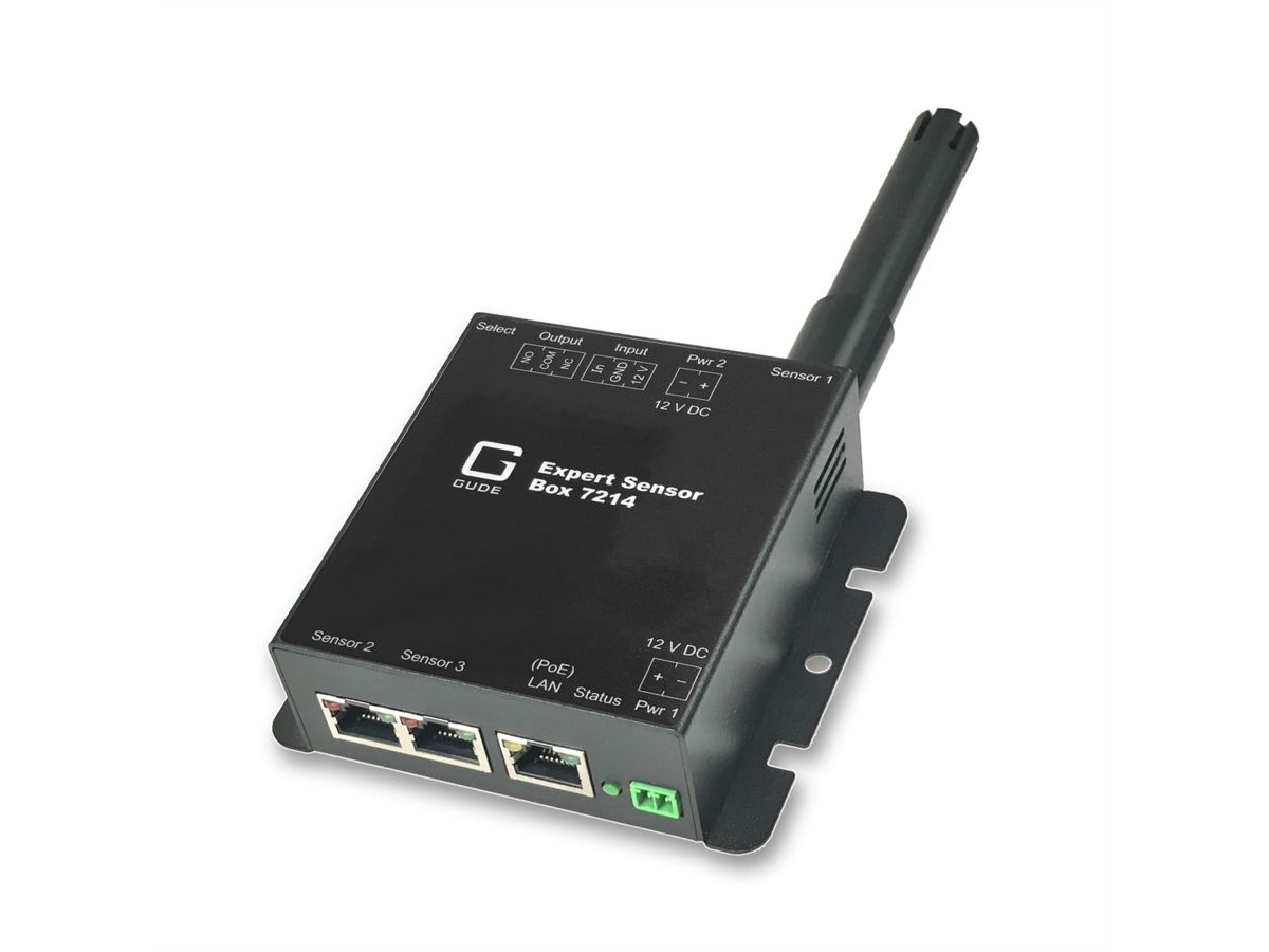 GUDE 72143 Expert LAN-sensor voor temperatuur-, luchtvochtigheids-, luchtdruk- en I/O-bewaking