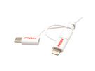 ROLINE USB 2.0  lightning sync & oplaadkabel Type A - Type C / 8-pins / USB MicroB, wit, 1 m