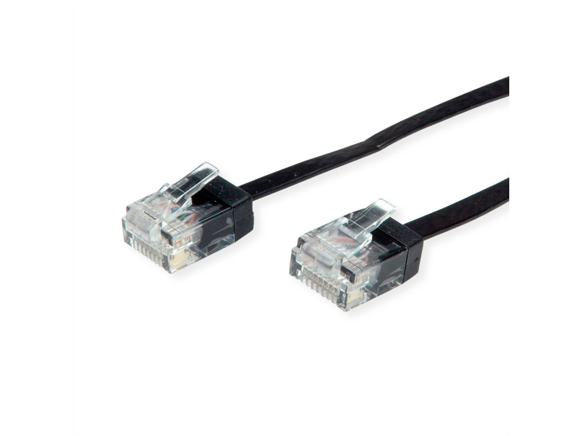 ROLINE patchkabel Cat.6A (klasse EA) UTP , extra plat, zwart, 1 m