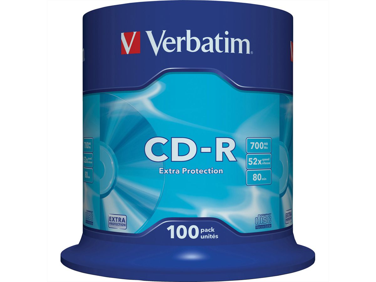 VERBATIM CD-R, 100 stuks spindel, 700MB, 52x