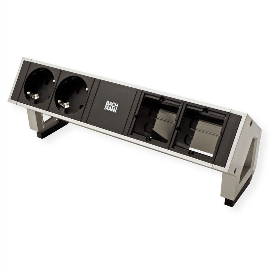 BACHMANN DESK2 2x Geaard stopcontact 2x ABD GST18 Inox