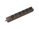 BACHMANN SELLY stekkerdoos 6x geaard contact, met schakelaar, zwart, 1,5 m