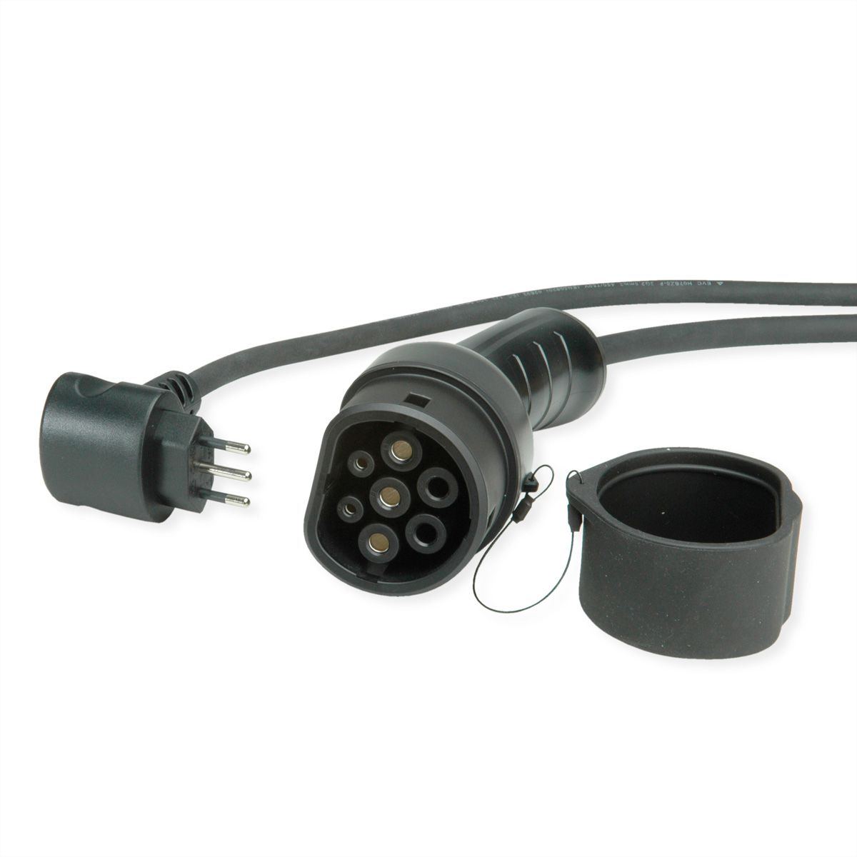 ROLINE Portable EV Charging Cable, Italian Plug - Type 2, Mode 2, 10 A, 2.3 kW, 3 m