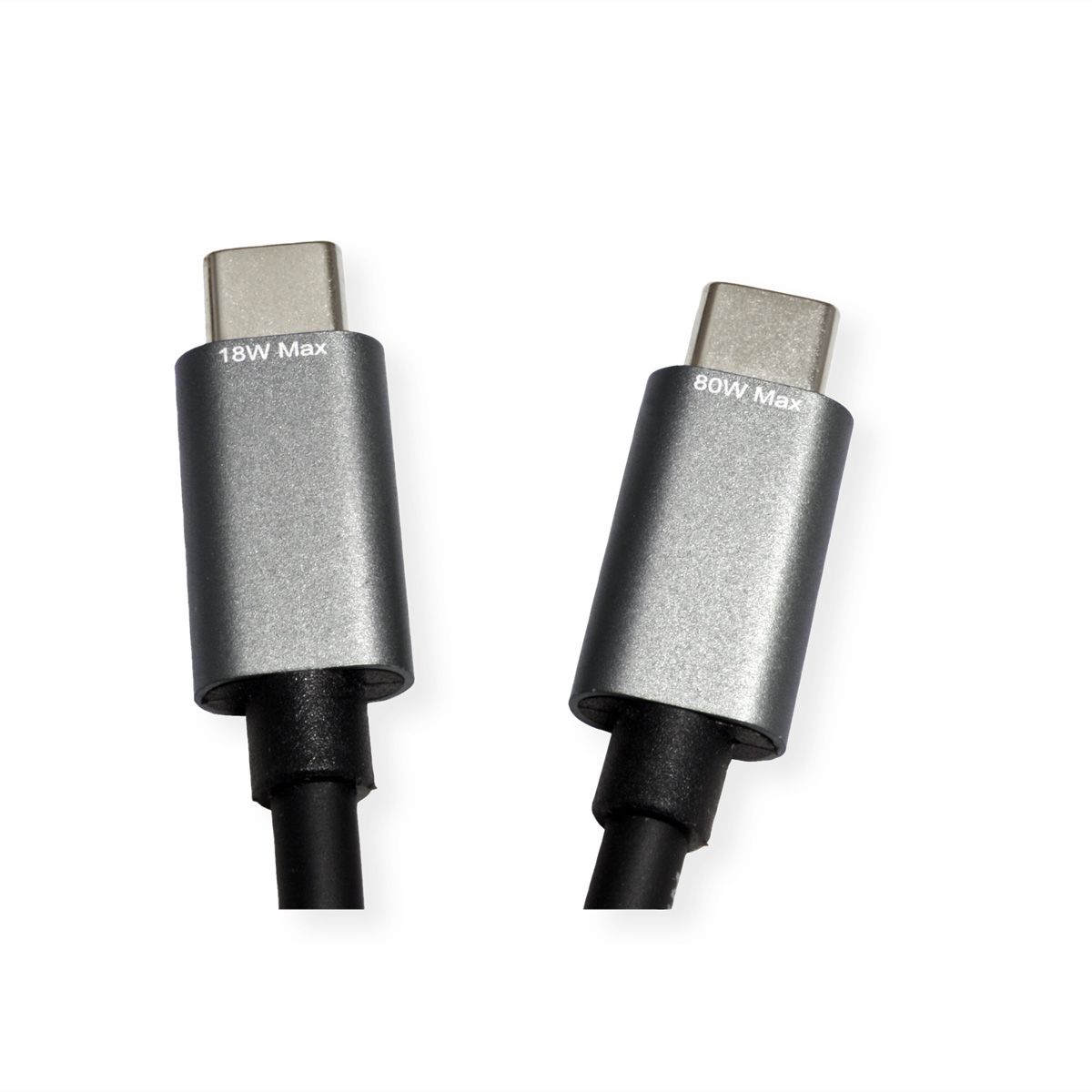 ROLINE USB type C split oplaadkabel, USB-C - 2x USB-C, M/M, max. 100W, zwart, 1,85 m