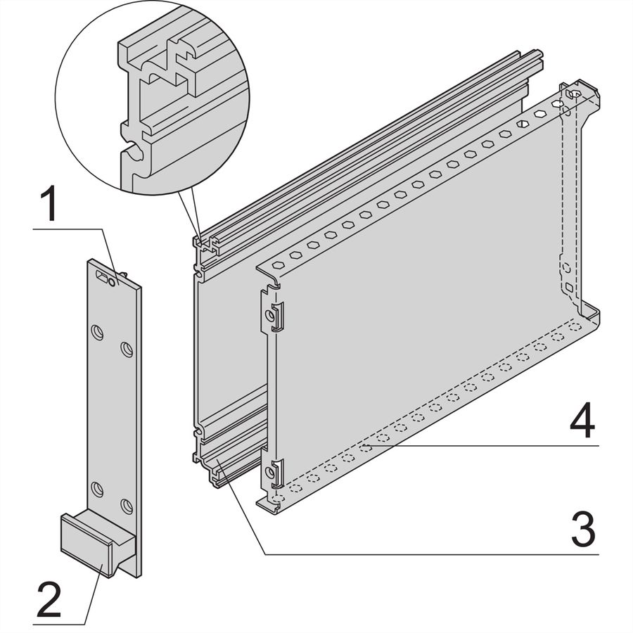 SCHROFF-frame insteekmodule PRO-set, met kap, niet-afgeschermd, 3 HE, 6 HE, 227 mm