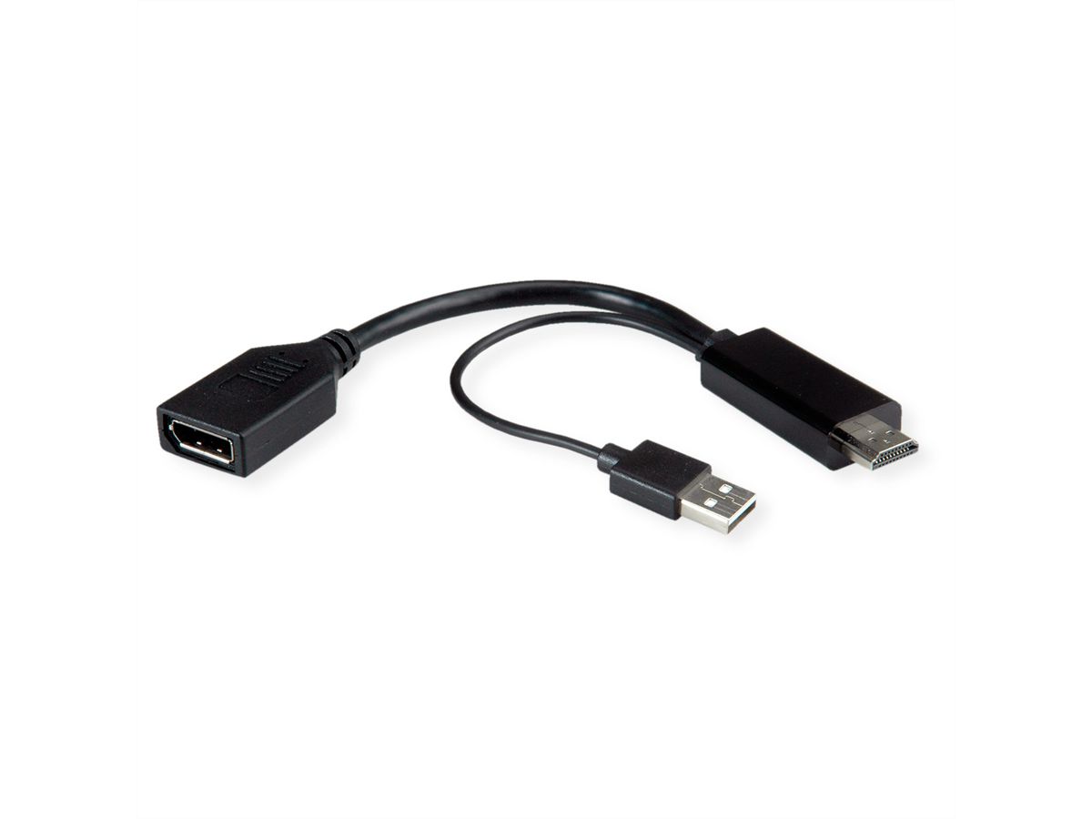 ROLINE 4K HDMI/DisplayPort Adapter, v1.2, HDMI Male - DP Female, Actief