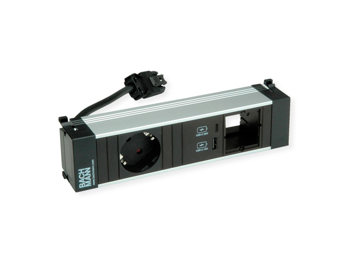 BACHMANN POWER FRAME S 1xCEE7/3 1xCM, 1xUSB 22W 0.2m GST18