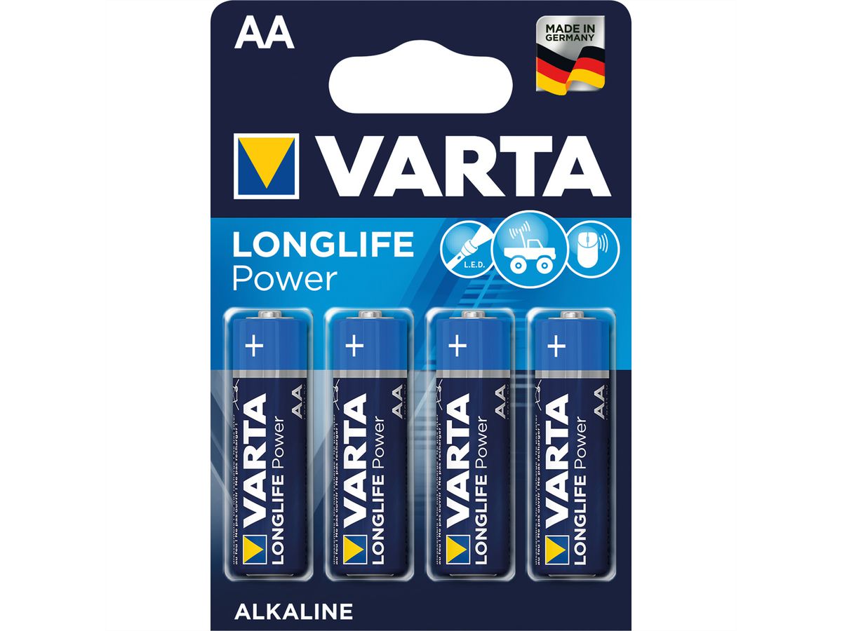 VARTA batterij Mignon AM-3, AA, LR06, 4, 1,5V, 4 cellen per verpakking