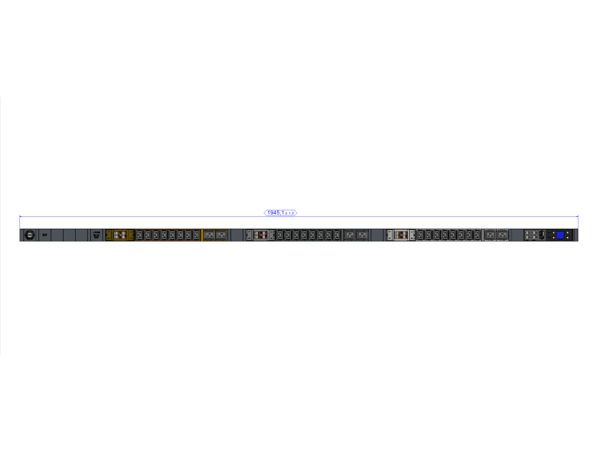 BACHMANN BN3500 3xRCM 24xC13 6xC19 6xLS, Meting per stopcontact3m H05VV-F 3G4 CEE16A LAN