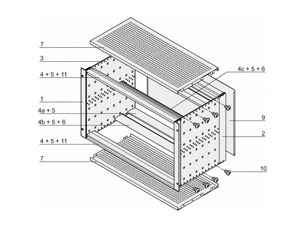 SCHROFF EuropacPRO 19" Subrack Kit for Backplane, Shielded, 6 U, 475 mm