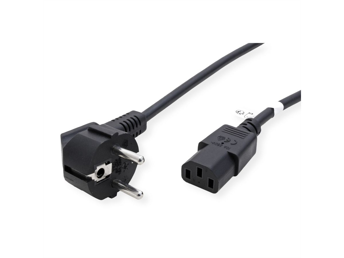 ROLINE GREEN Power Cable, straight IEC Connector, black, 0.8 m