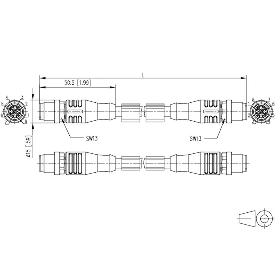 METZ CONNECT Verbindungsleitung M12 ST-M12 ST, 8-pol X-kodiert, gerade-gerade, 1 m