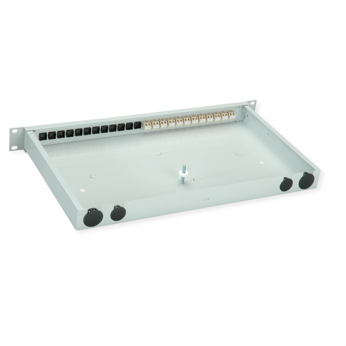 TELEGÄRTNER BASIS eco LWL-Panel mit Kupplungen, 12x LC Duplex, beige, OM2
