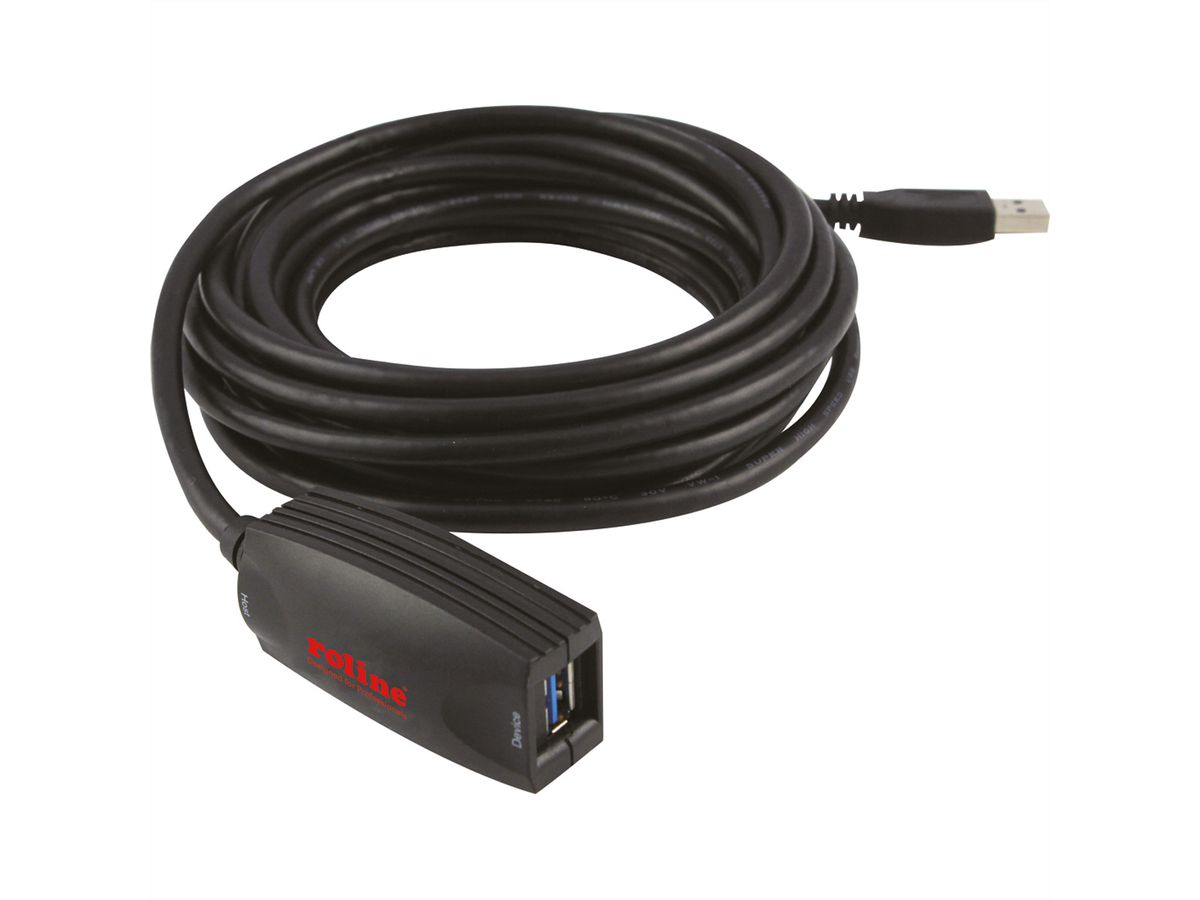 ROLINE USB 3.2 Gen 1 Actieve Repeater kabel, zwart, 5 m