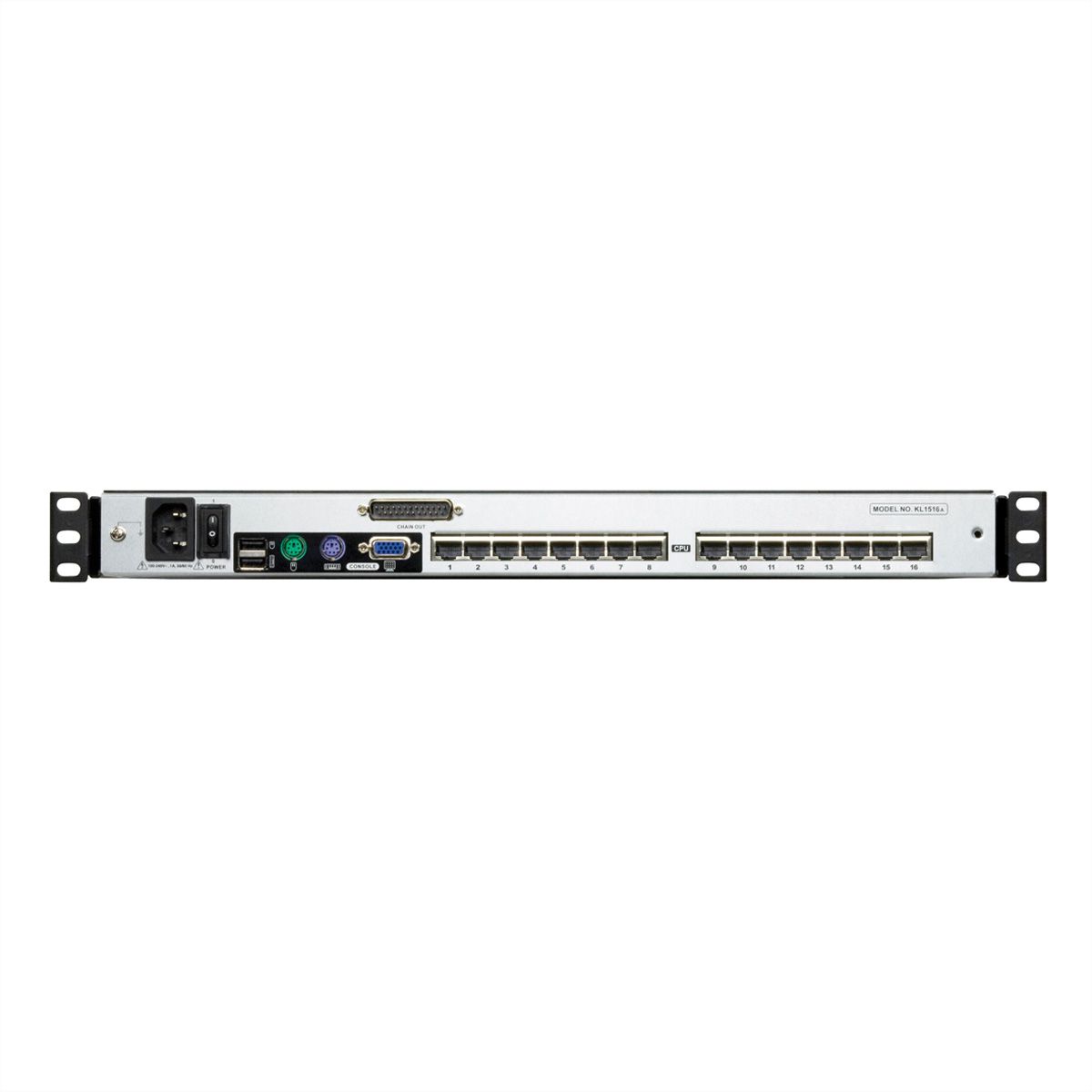 ATEN KL1516AN KVM-Switch, 48cm TFT, VGA, PS/2-USB over cat 5, 16 Port, DE-Layout