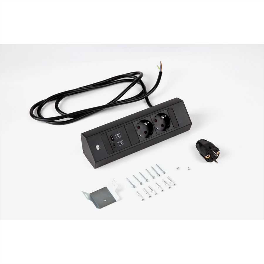 BACHMANN CASIA 2 2xCEE7/3 1xUSB A/C 22W 2,0m AEH SW