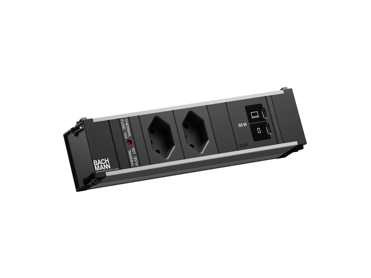 BACHMANN CONI S 2xCH 0° 1xUSB C/C 65W, L=0,2m