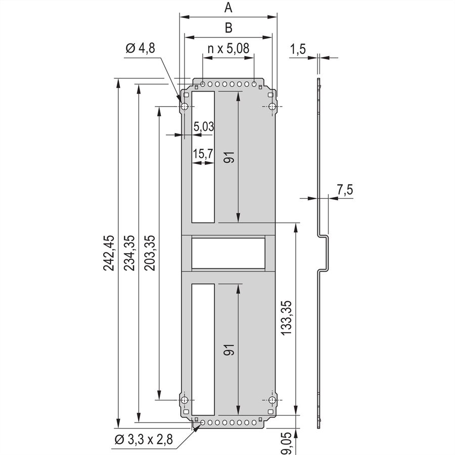 SCHROFF Frame Insteekeenheid Achterpaneel, uitsparing voor een connector, 6 HE, 14 PK