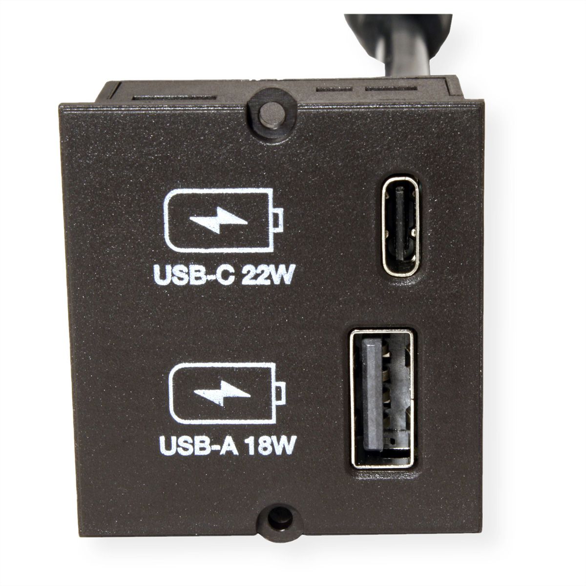 BACHMANN Custom USB Oplader Module Type A & Type C 22W, Snel opladen, zwart