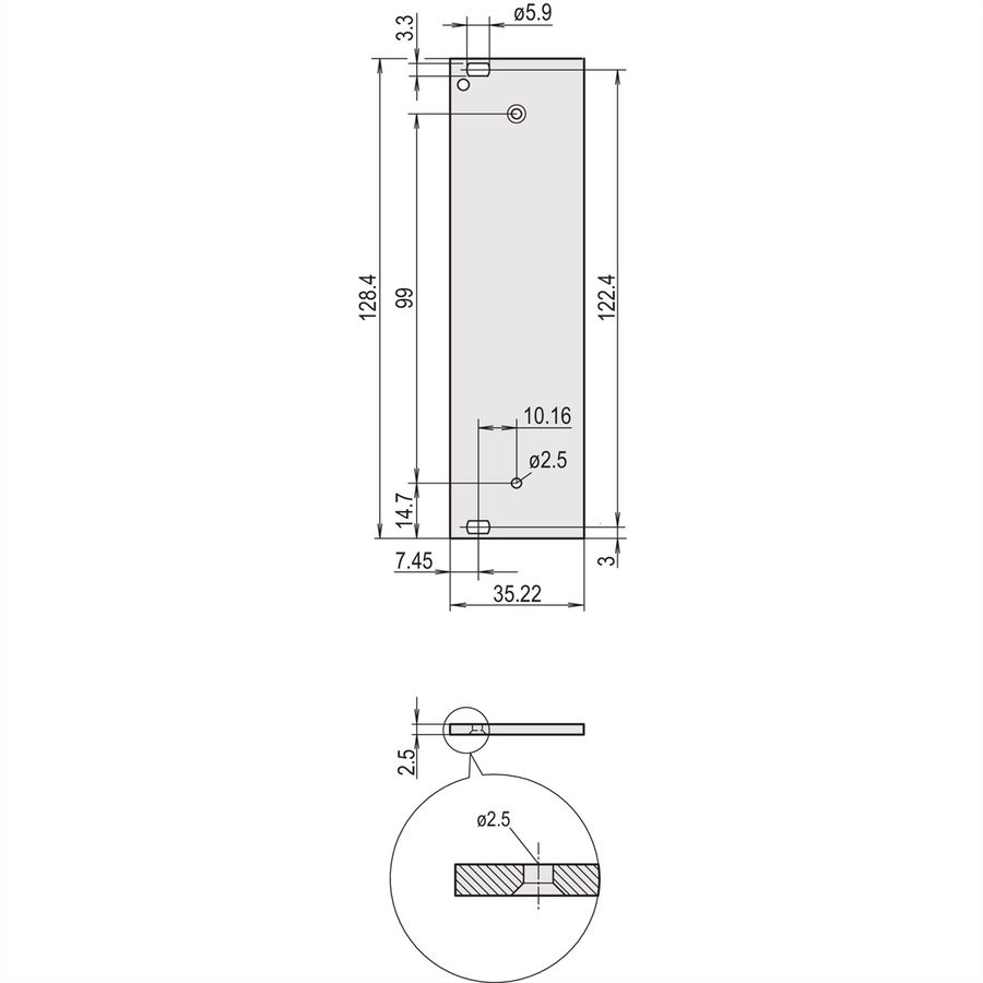 SCHROFF HF Frame Type Plug-In Unit Front Panel, 3 U, 7HP, 2.5 mm, Al, Front Anodized, Rear Conductive
